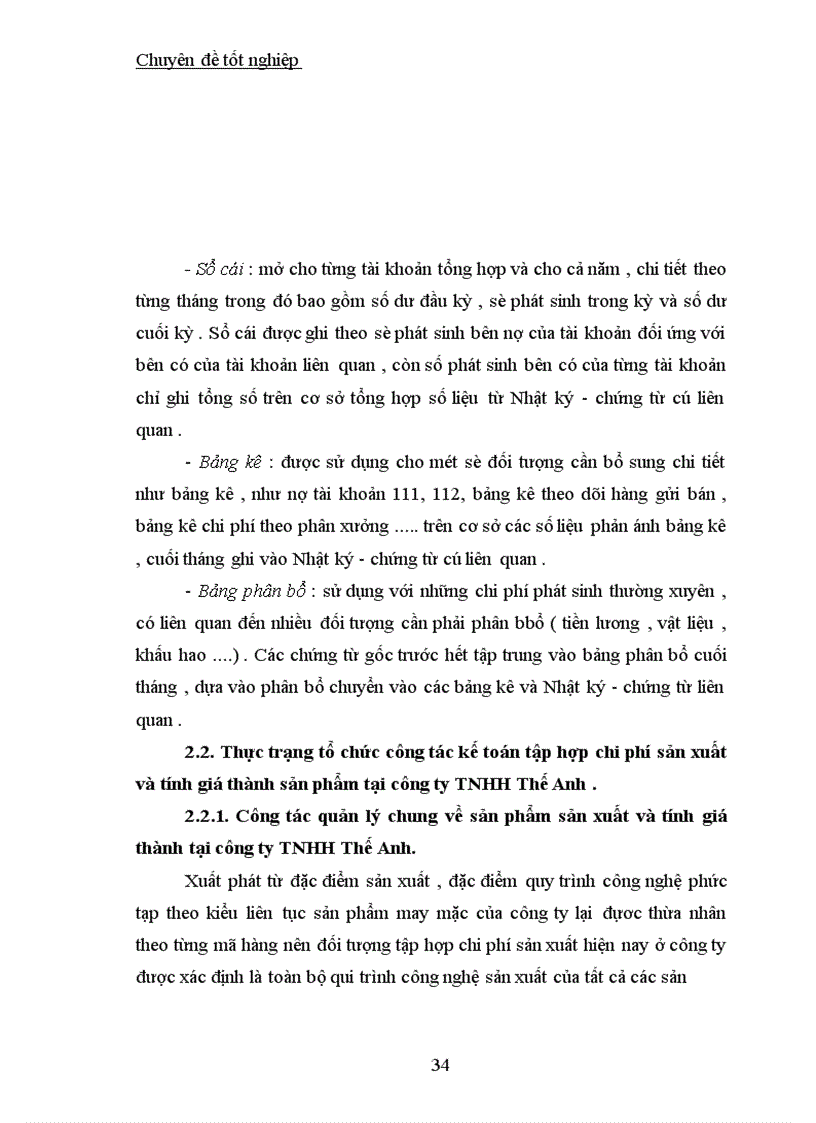 image for page Công tác kế toán tập hợp chi phí sản xuất và tính giá thành sản phẩm tại Công ty TNHH Thế Anh 1