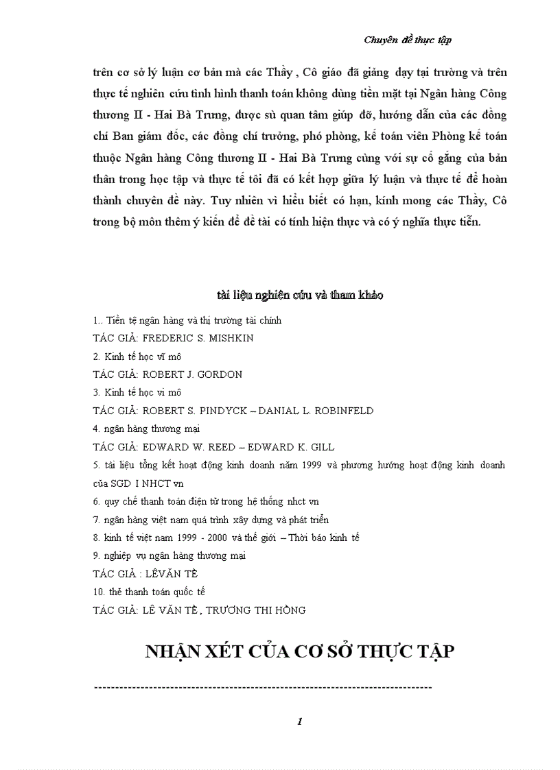 image for page Một số vấn đề nhằm hoàn thiện và phát triển tác thanh toán không dùng tiền mặt tại chi nhánh ngân hàng Công thương KVII HBT Hà Nội 1