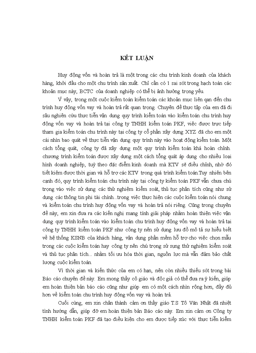 image for page Thực trạng vận dụng quy trình kiểm toán vào kiểm toán chu trình huy động vốn vay và hoàn trả trong kiểm toán BCTC do công ty kiểm toán PKF thực hiện tại khách hàng XYZ