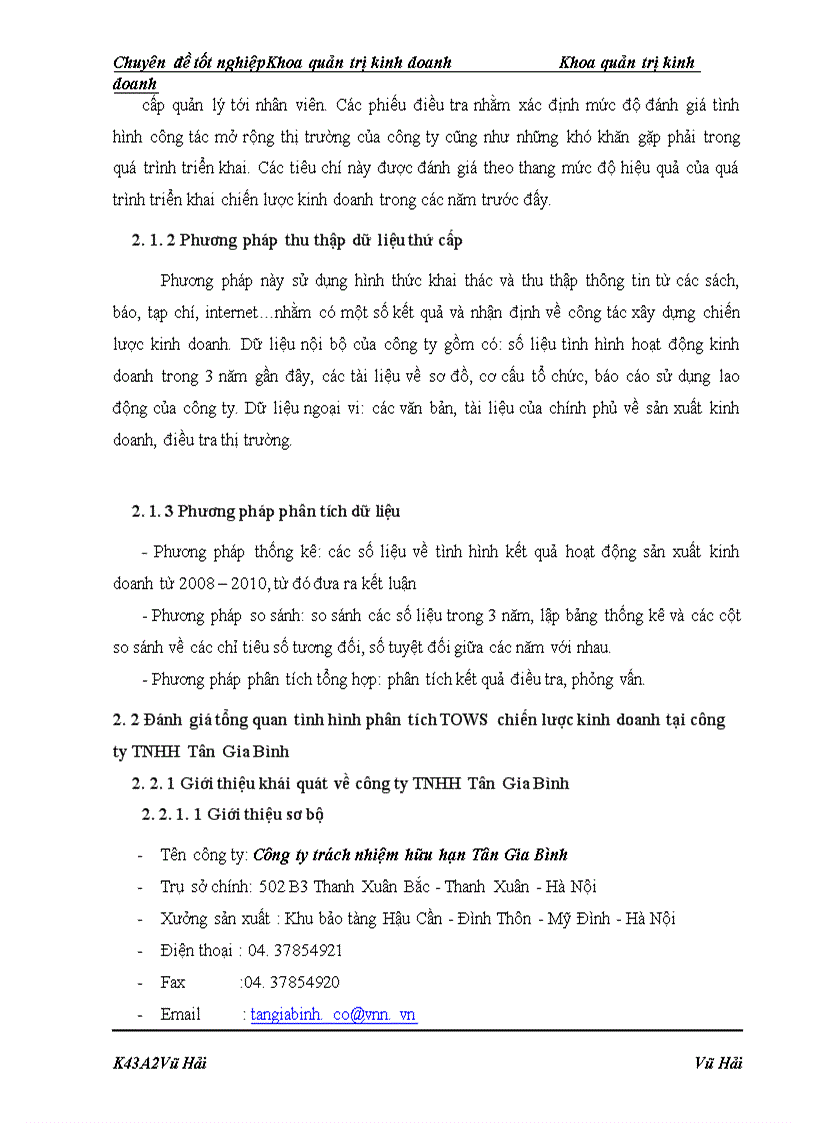 image for page Báo cáo thực tập tổng hợp Phân tích TOWS chiến lược kinh doanh tại công ty TNHH Tân Gia Bình