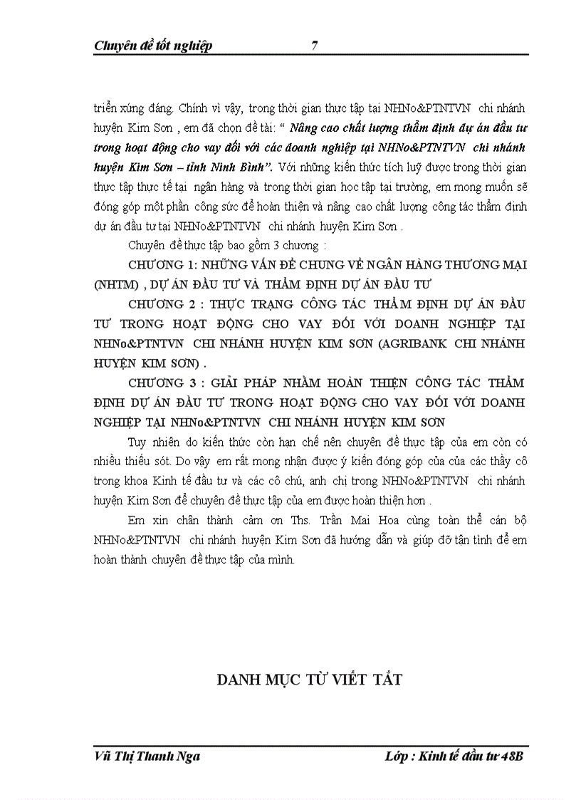 image for page Nâng cao chất lượng thẩm định dự án đầu tư trong hoạt động cho vay đối với các doanh nghiệp tại NHNo PTNTVN chi nhánh huyện Kim Sơn tỉnh Ninh Bình 1