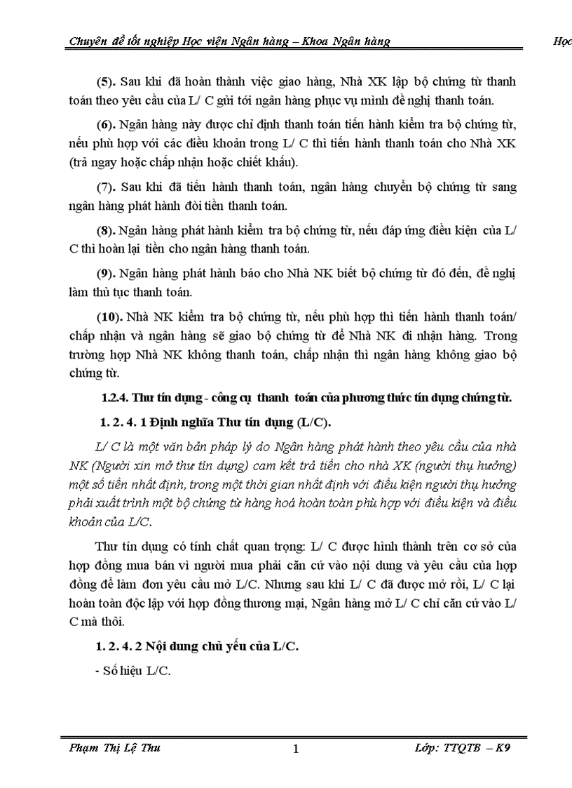 image for page Thực trạng và một số giải pháp phát triển Thanh toán quốc tế theo phương thức Tín dụng chứng từ tại Techcombank Thăng Long 1