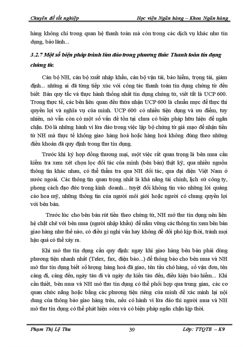 image for page Thực trạng và một số giải pháp phát triển Thanh toán quốc tế theo phương thức Tín dụng chứng từ tại Techcombank Thăng Long 1