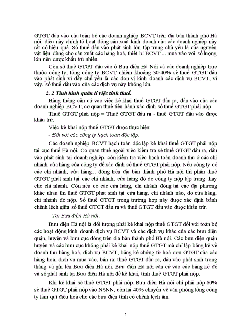 image for page Tình hình triển khai áp dụng thuế giá trị gia tăng đối với hoạt động bưu chính viễn thông trên địa bàn thành phố Hà nội