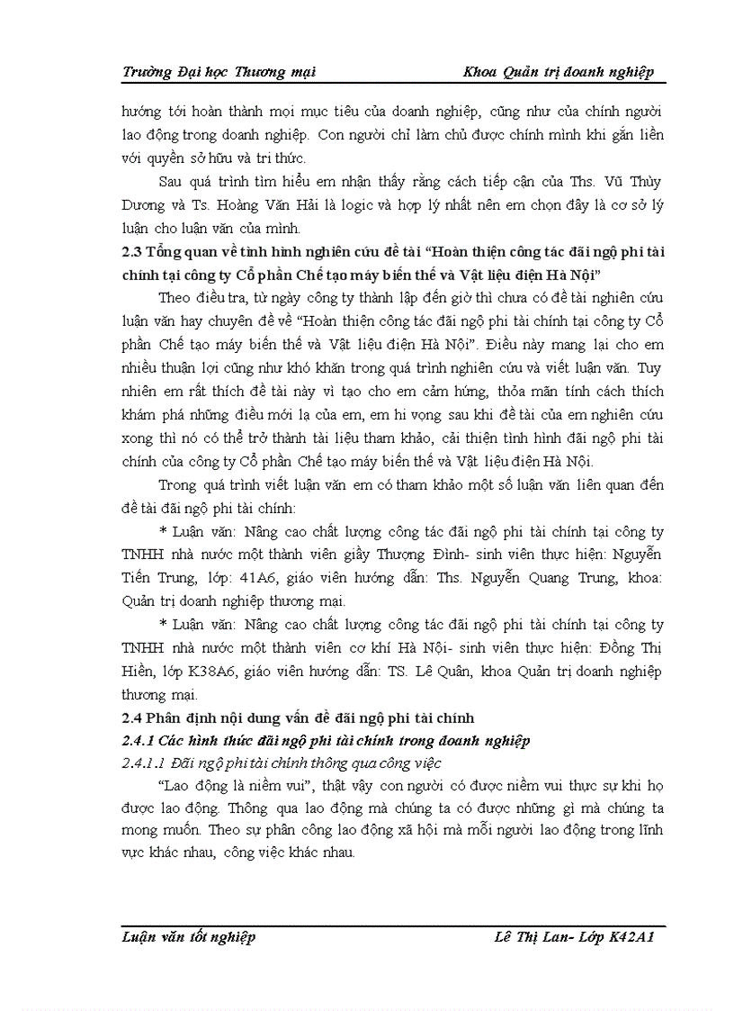 image for page Hoàn thiện công tác đãi ngộ phi tài chính tại công ty Cổ phần Chế tạo máy biến thế và Vật liệu điện Hà Nội