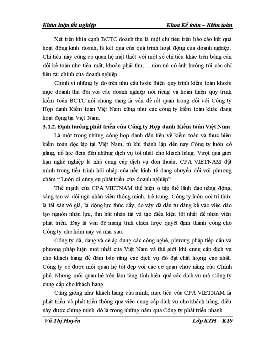 image for page Hoàn thiện quy trình kiểm toán khoản mục doanh thu trong kiểm toán báo cáo tài chính do Công ty Hợp danh Kiểm toán Việt Nam thực hiện 1