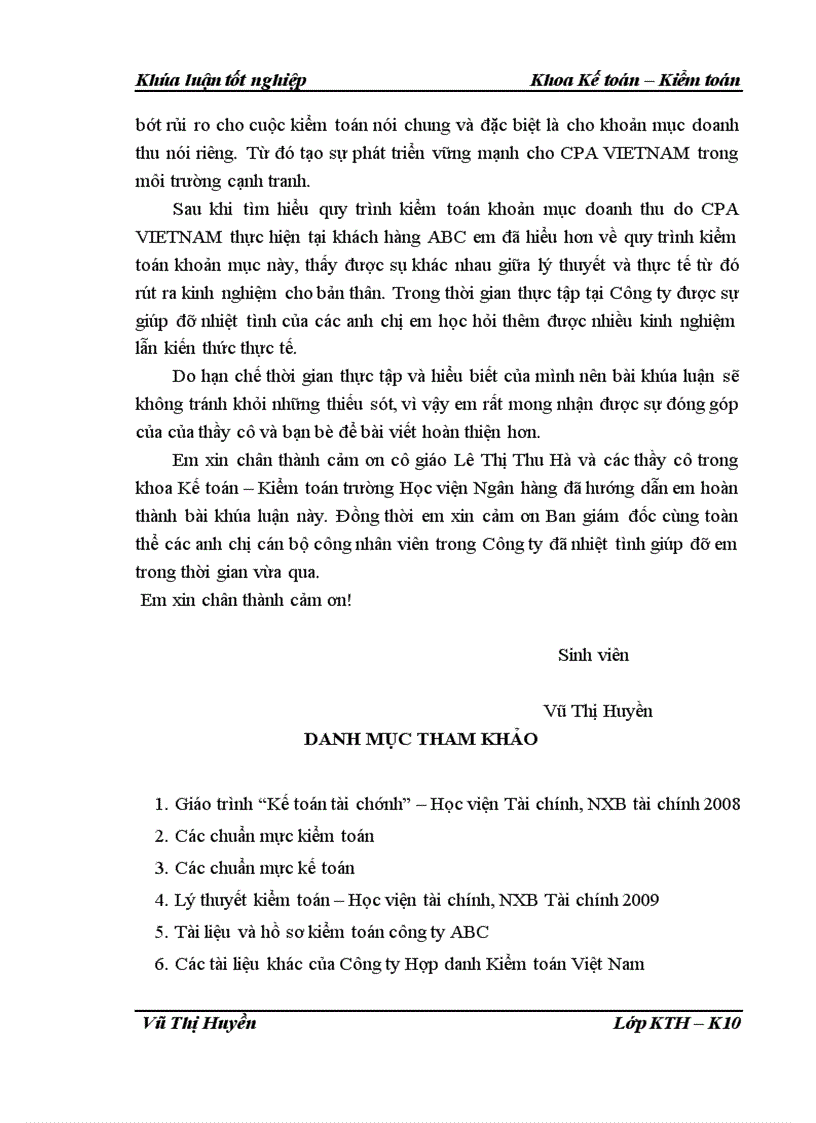 image for page Hoàn thiện quy trình kiểm toán khoản mục doanh thu trong kiểm toán báo cáo tài chính do Công ty Hợp danh Kiểm toán Việt Nam thực hiện 1
