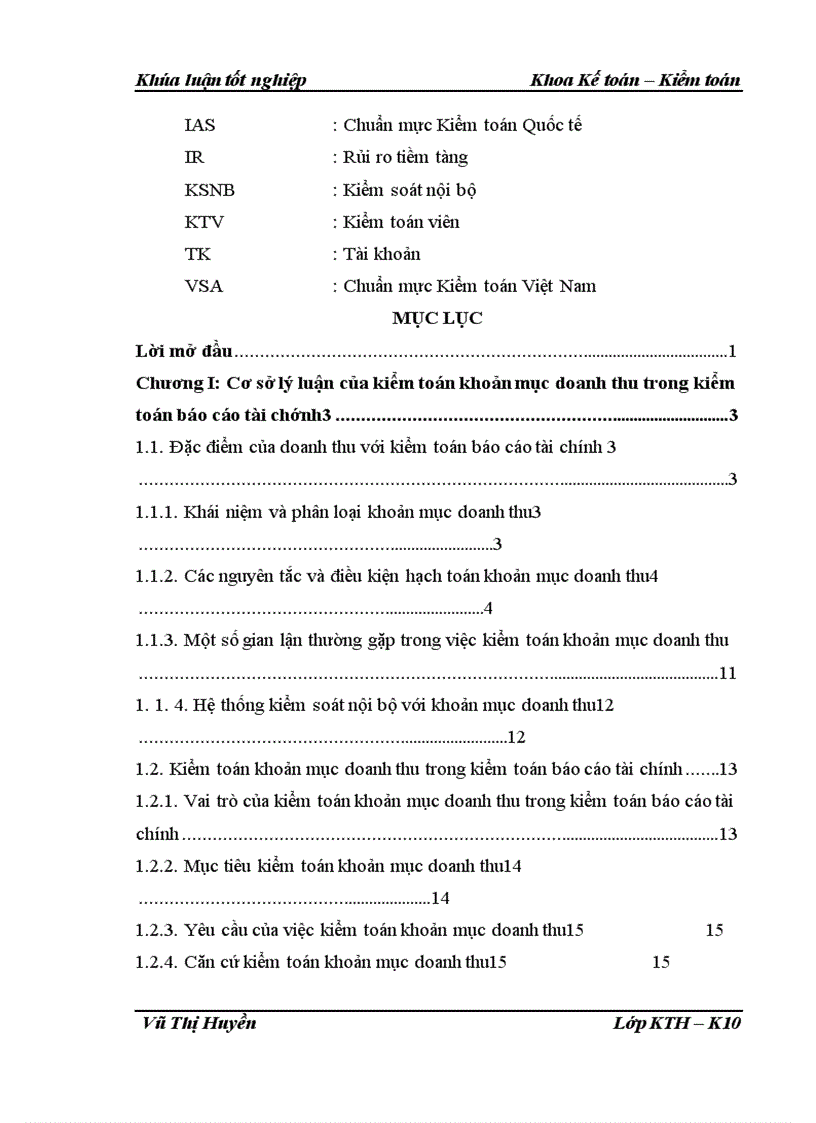 image for page Hoàn thiện quy trình kiểm toán khoản mục doanh thu trong kiểm toán báo cáo tài chính do Công ty Hợp danh Kiểm toán Việt Nam thực hiện 1