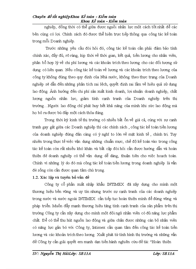 image for page Hoàn thiện công tác kế toán tiền lương và các khoản trích theo lương tại Công ty cổ phần XNK Intimex