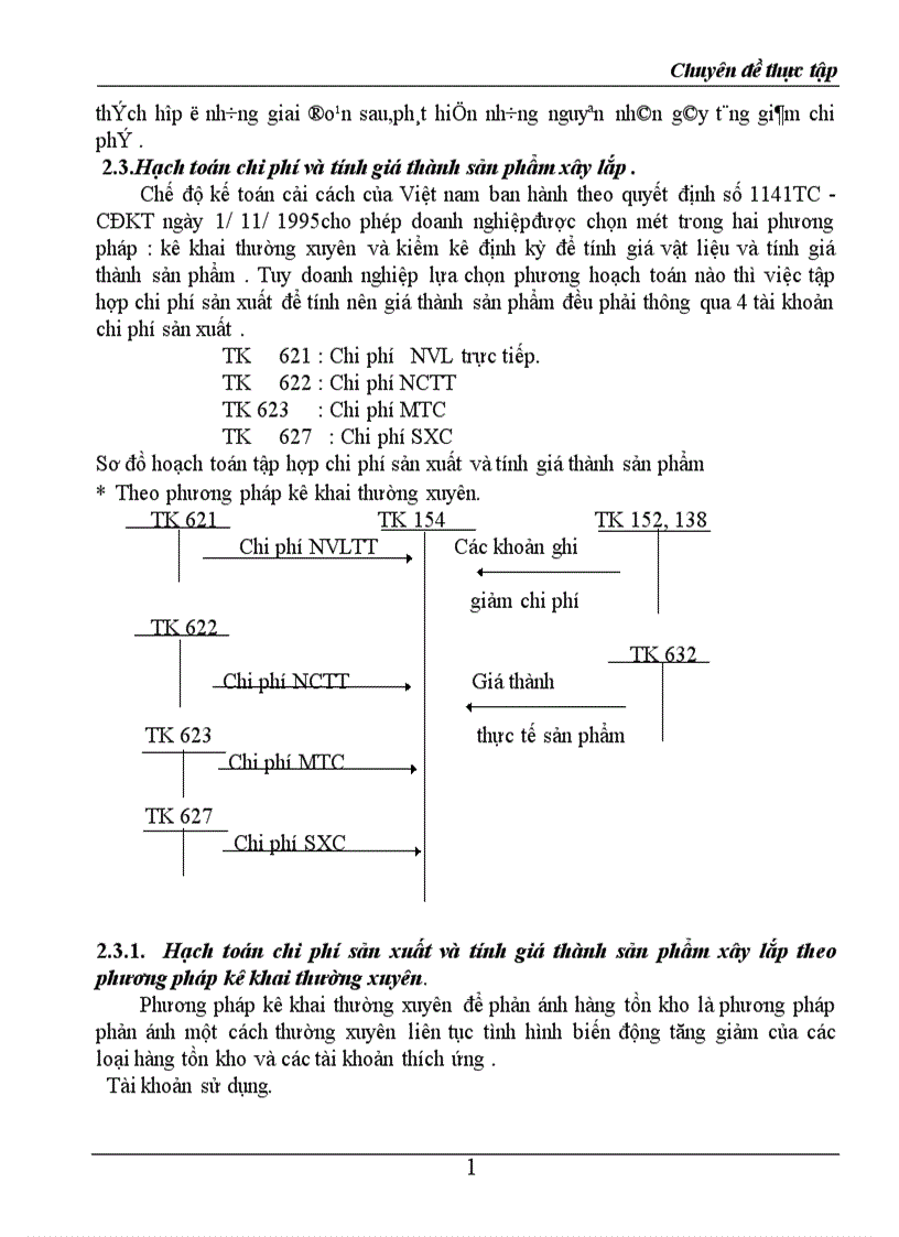 image for page Hạch toán chi phí sản xuất và tính giá thành sản phẩm trong doanh nghiệp xây lắp 1