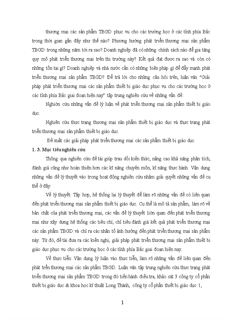 Giải pháp phát triển thương mại các sản phẩm thiết bị giáo dục phục vụ cho các trường học ở các tỉnh phía Bắc giai đoạn hiện nay