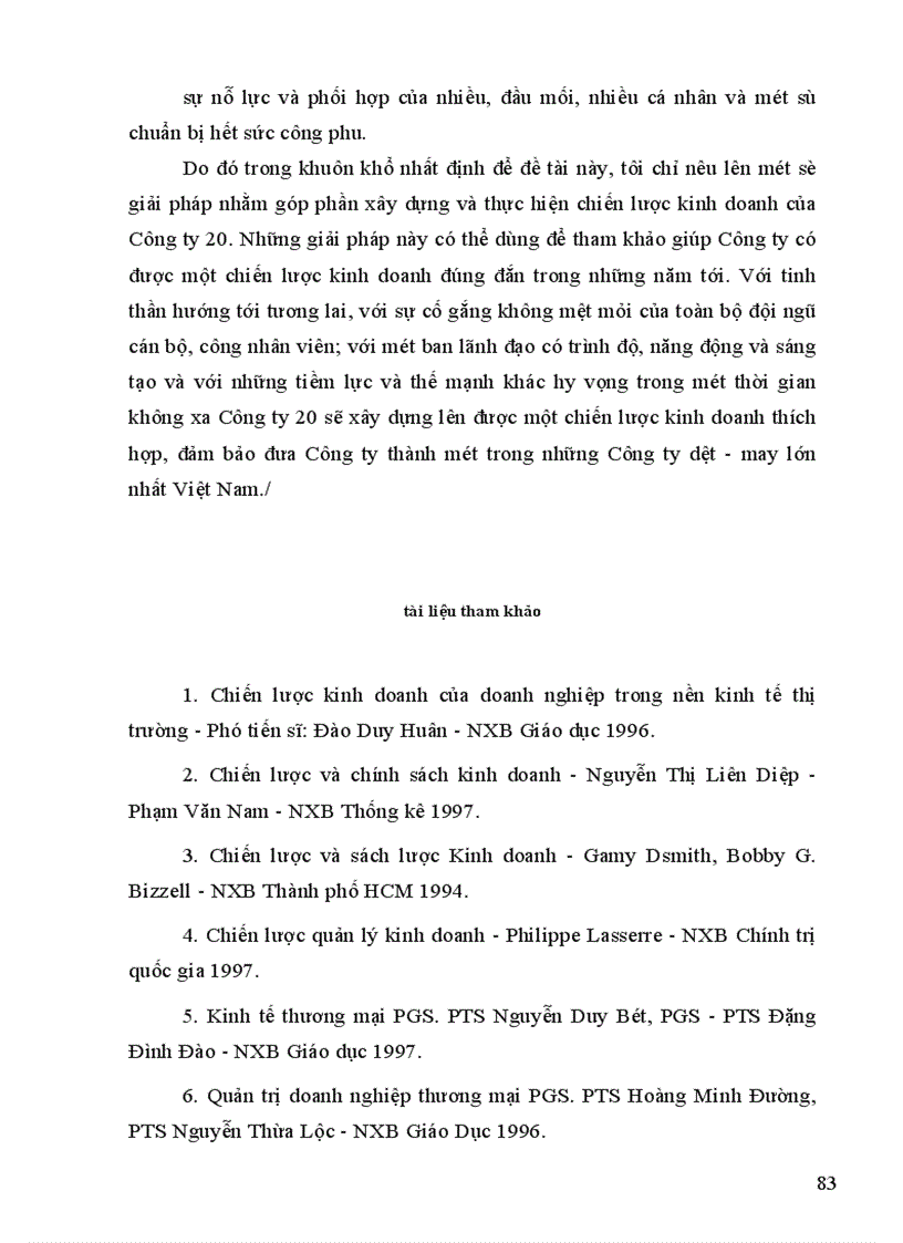 image for page Một số giải pháp chủ yếu góp phần nâng cao hiệu quả của việc xây dựng và thực hiện chiến lược kinh doanh của Công ty 20 1