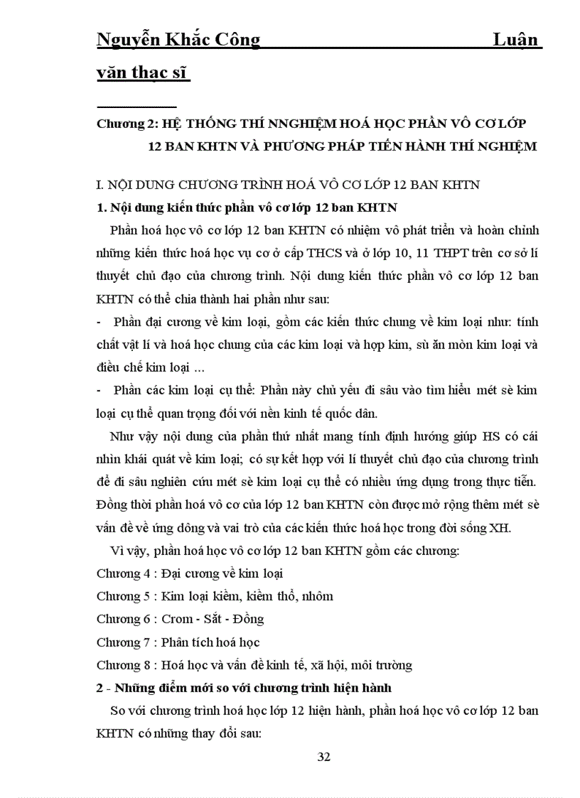 image for page Hệ thống Thí Nnghiệm hoá học phần vô cơ lớp 12 ban KHTN và phương pháp tiến hành thí nghiệm