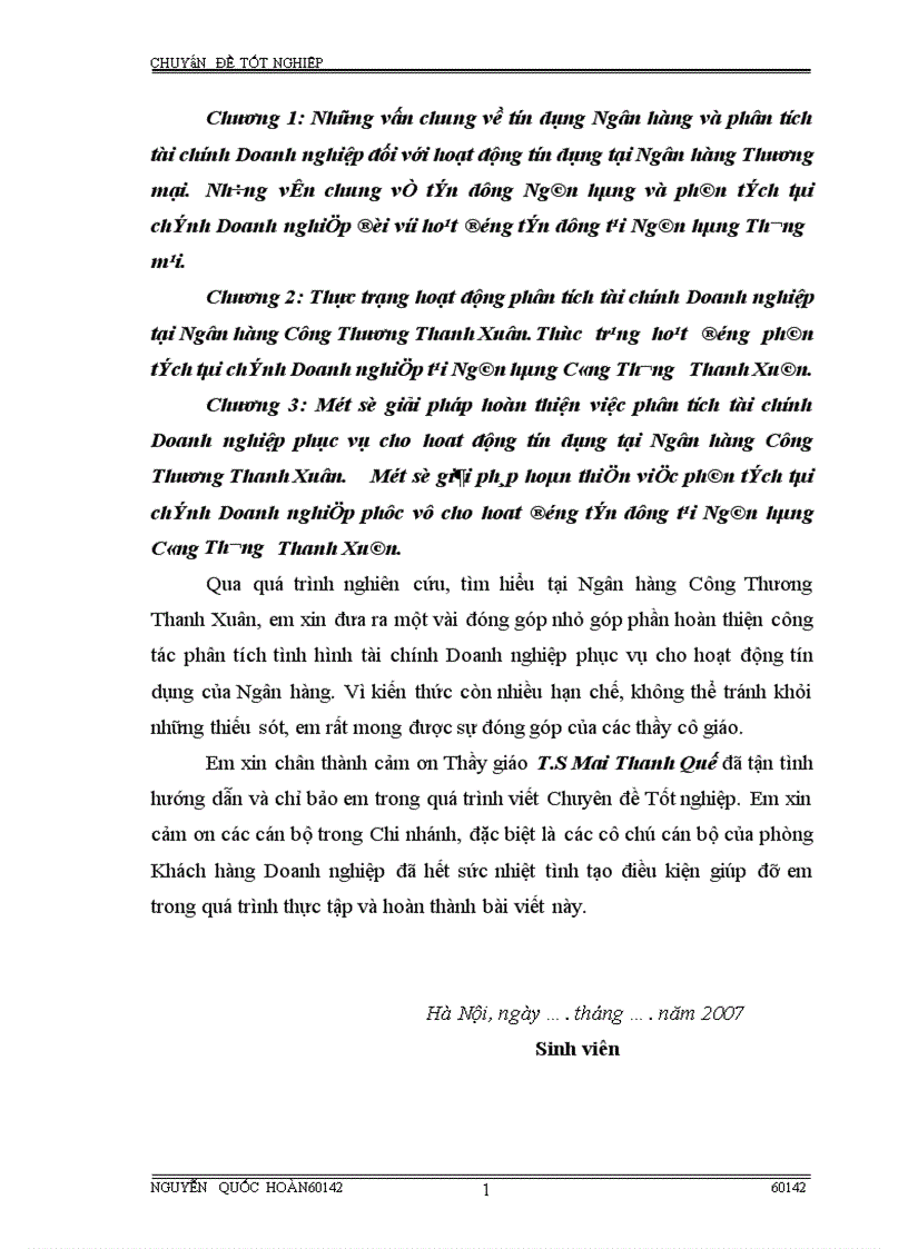 image for page Hoàn thiện công tác phân tích tài chính Doanh nghiệp phục vụ cho hoat động tín dụng tại Ngân hàng Công Thương Thanh Xuân 1