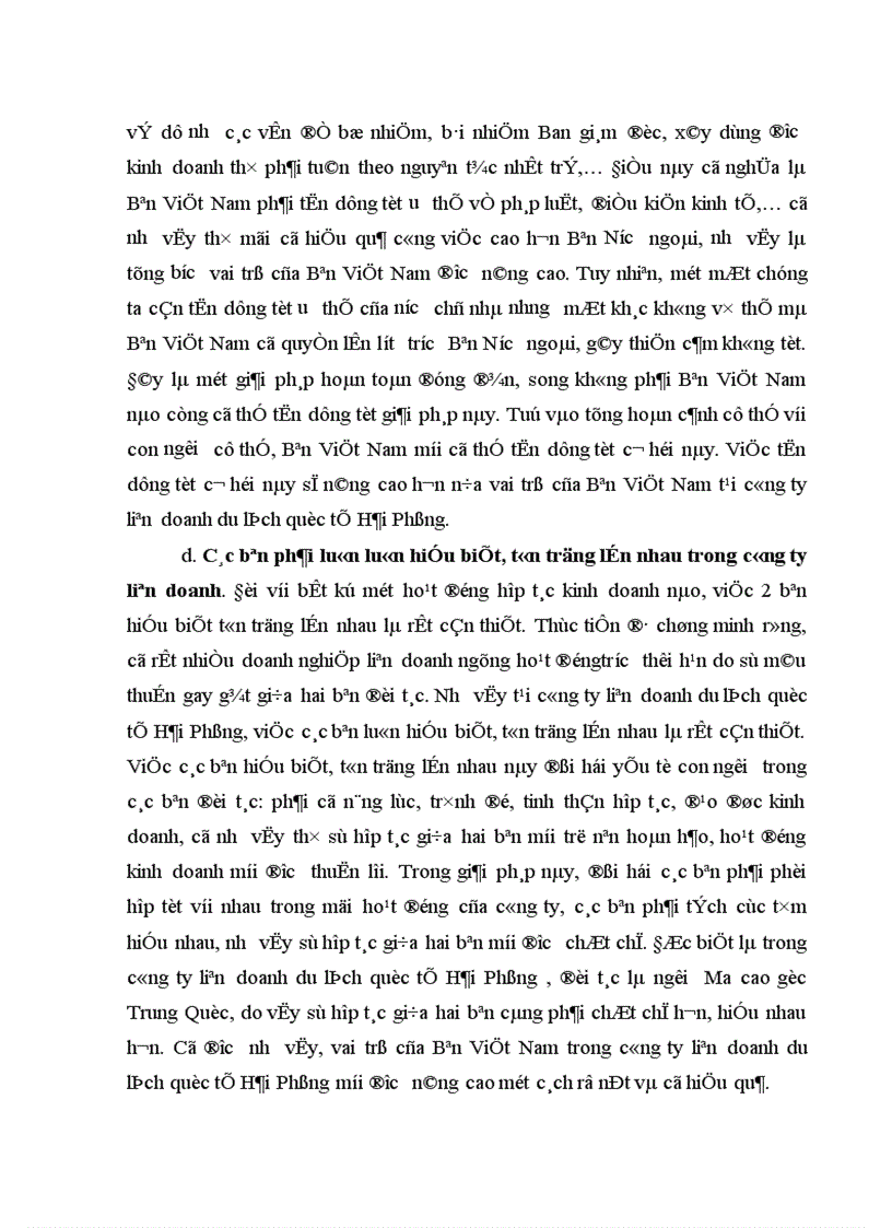 image for page Vai trò của Bên Việt Nam ở công ty Liên doanh du lịch Quốc tế Hải Phòng thực trạng bài học và giải pháp