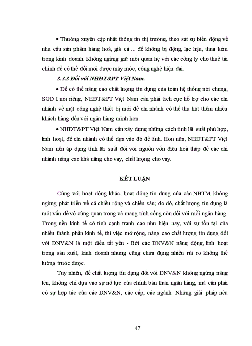 image for page Nâng cao chất lượng tín dụng đối với DNV N tại Sở Giao Dịch I Ngân hàng đầu tư phát triển VN 1