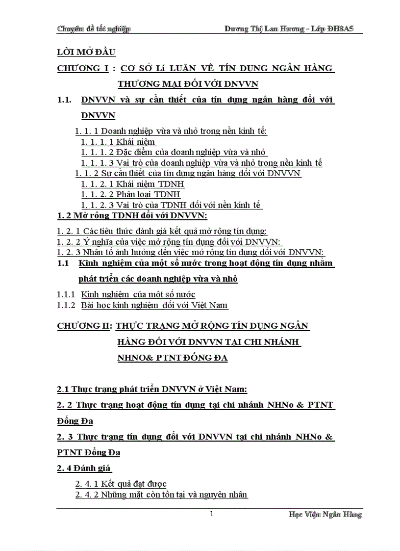 image for page Giải pháp mở rộng tín dụng đối với DNVVN tại Chi nhánh NHNo PTNT Đống Đa 1