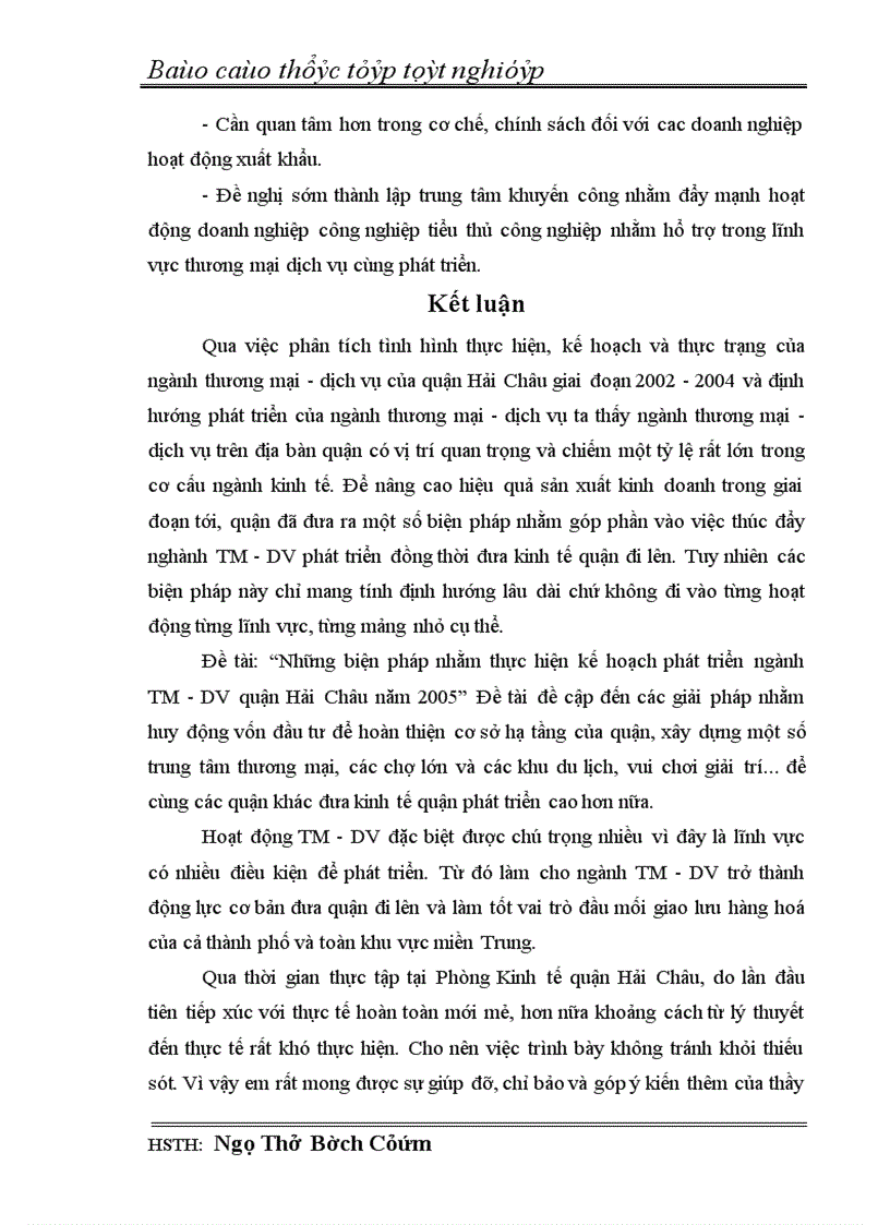 image for page Những biện pháp nhằm thực hiện kế hoạch phát triển Thương mại dịch vụ của quận Hải Châu năm 2005