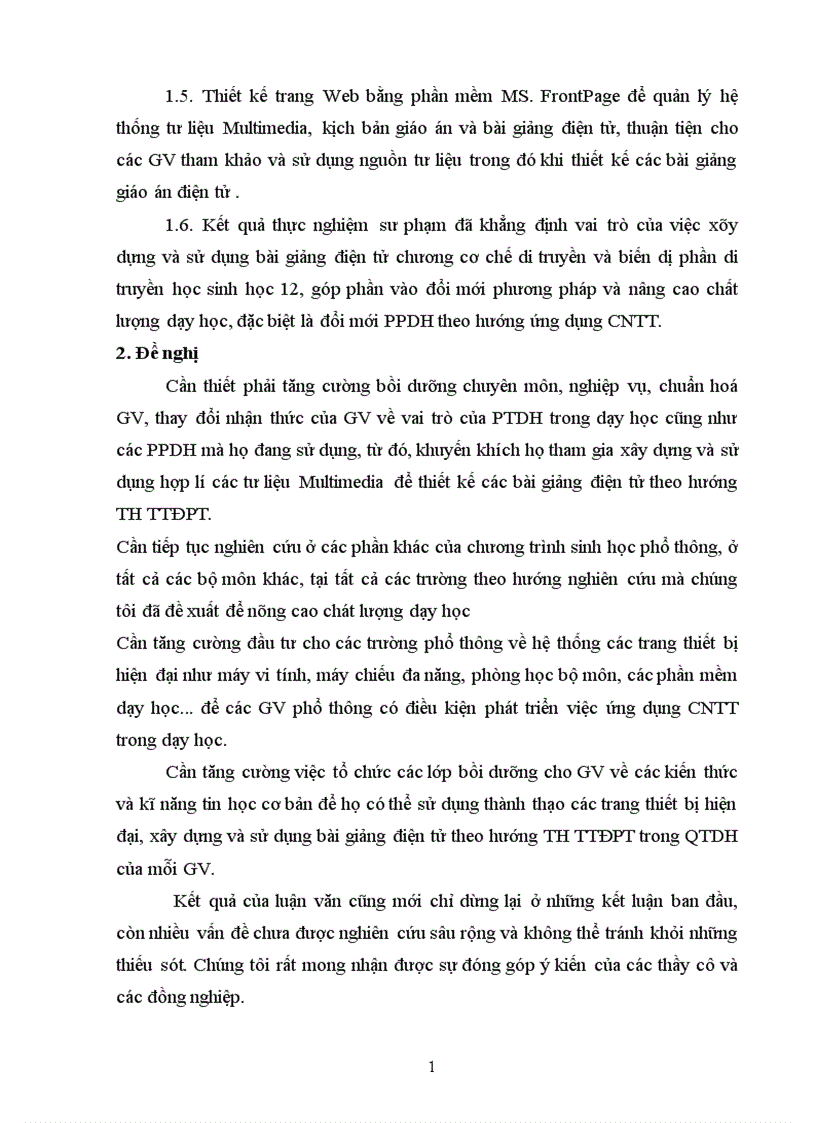 image for page Xây dựng và sử dụng bài giảng điện tử chương cơ chế di truyền và biến dị phần di truyền học Sinh học 12 cơ bản theo hướng tích hợp truyền thông đa phương tiện