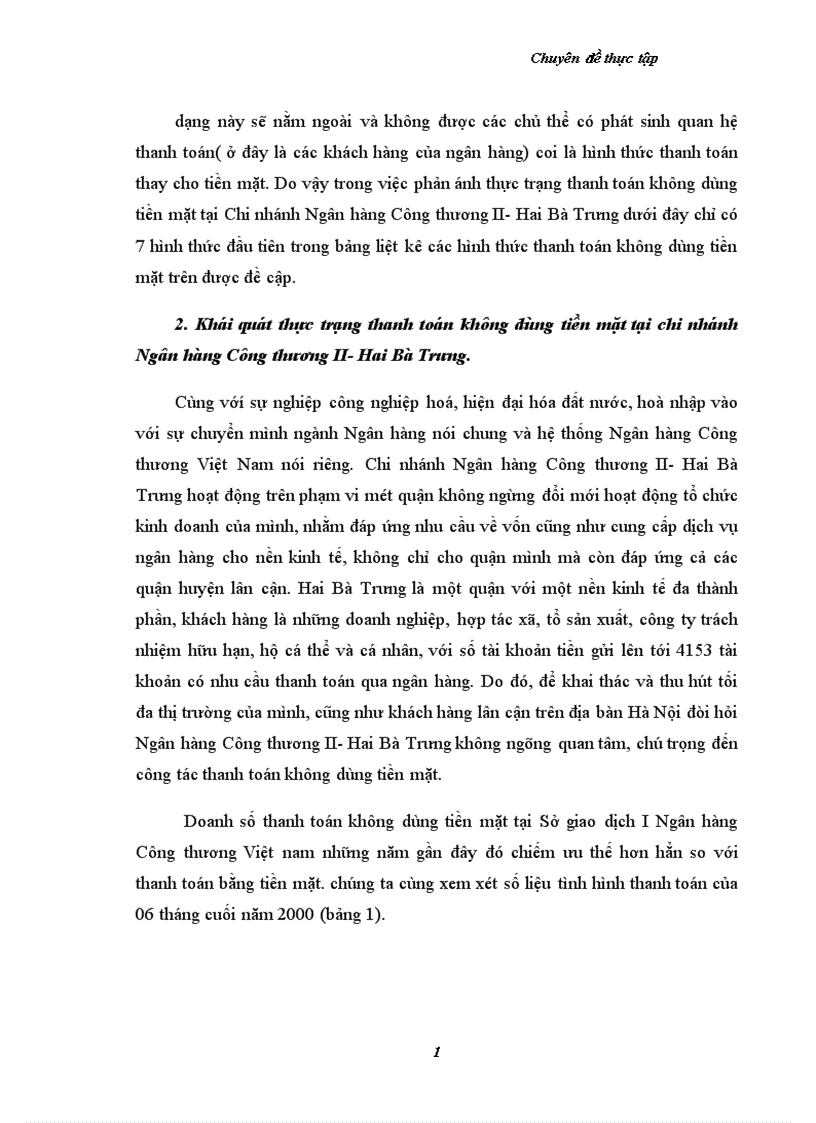 image for page Thực trạng thanh toán không dùng tiền mặt tại chi nhánh Ngân hàng Công thương KVII HBT Hà Nội 1