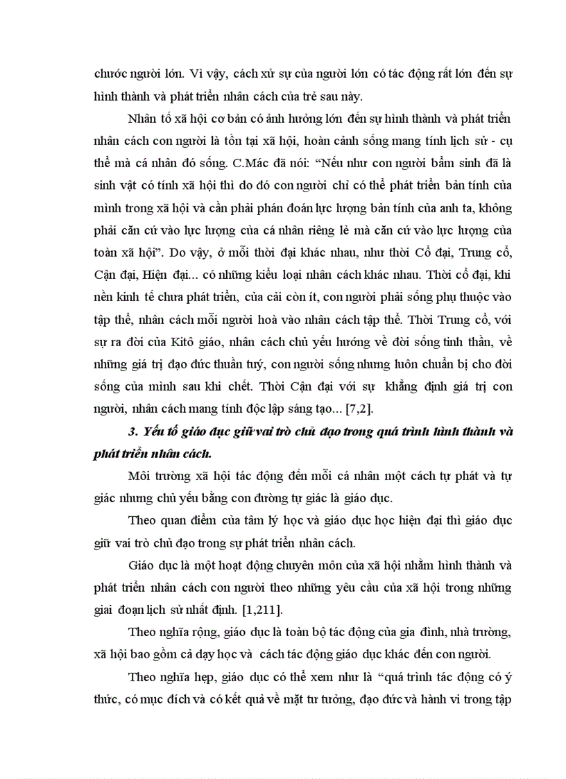 image for page Vai trò của các yếu tố đối với sự hình thành và phát triển nhân cách