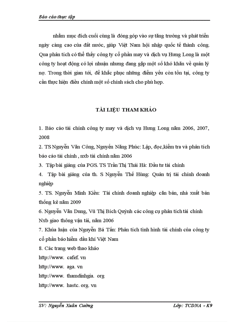 image for page Phân tích tình hình tài chính của công ty cổ phần may và dịch vụ Hưng Long 1