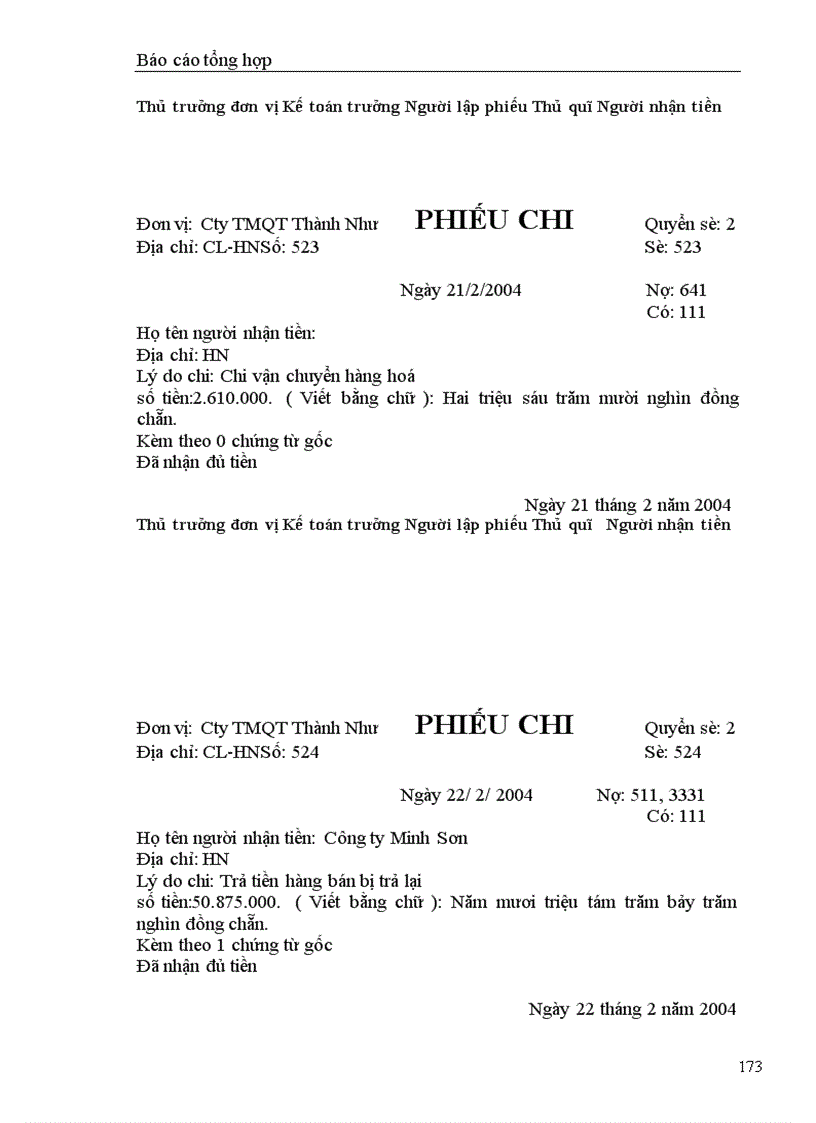 image for page báo cáo kế toán tổng hợp tại Công ty cổ phần quốc tế thương mại Thành Như