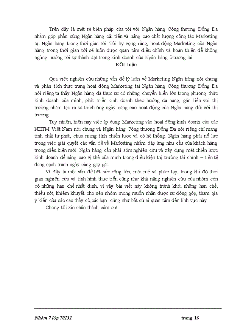 image for page Marketing của Ngân hàng Công Thương Đống Đa thực trạng và giải pháp