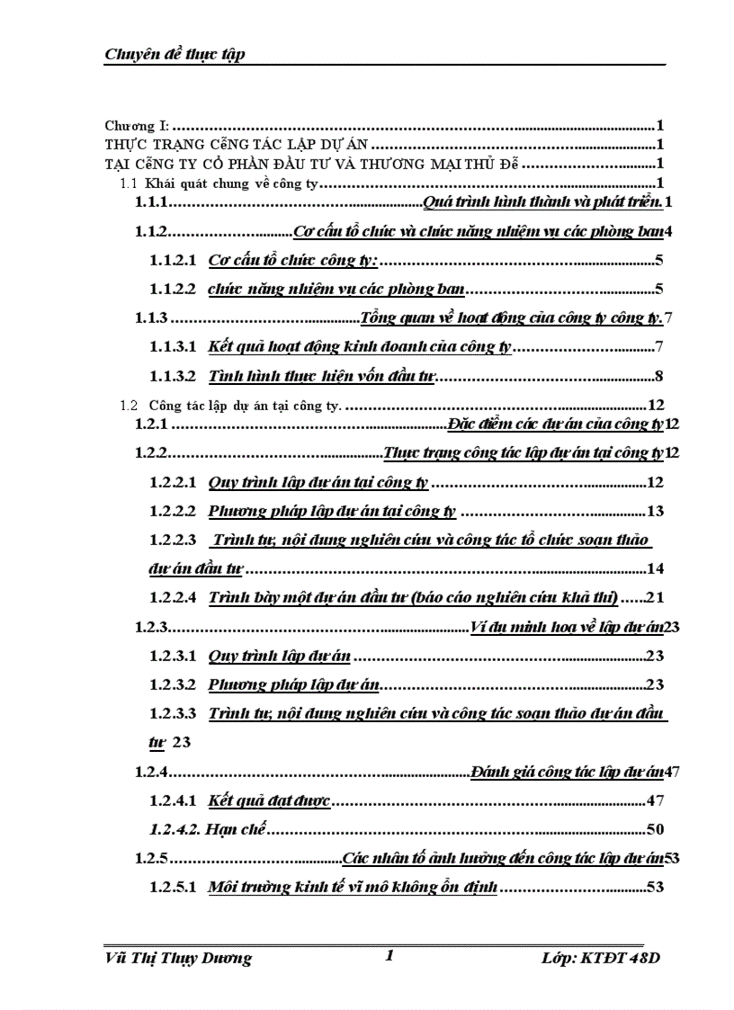 image for page Thực trạng công tác lập dự án tại công ty cổ phần đầu tư và thương mại thủ đô 1