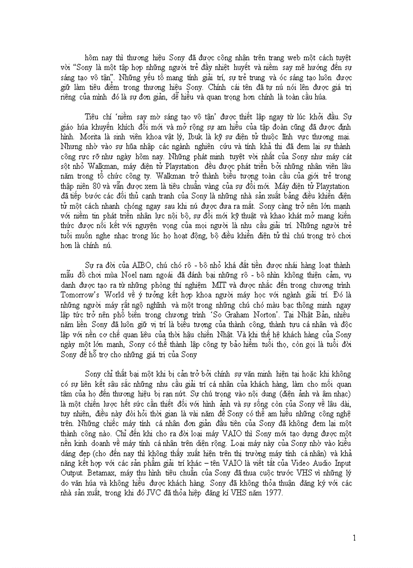 image for page Thương hiệu yếu tố đảm bảo sự phát triển bền vững của tập đoàn sony trong cạnh tranh hội nhập