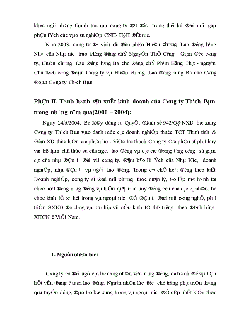 image for page Tình hình sản xuất kinh doanh của Công ty Thạch Bàn trong những năm qua 2000 2004