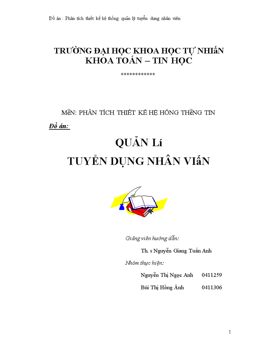 Phân tích thiết kế hệ thống quản lý tuyển dụng nhân viên 1