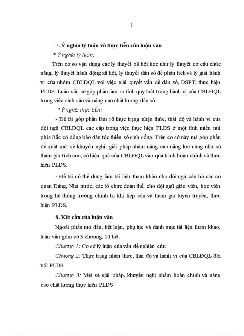image for page Nhận thức thái độ và hành vi của cán bộ lãnh đạo quản lý đối với pháp lệnh dân số 1