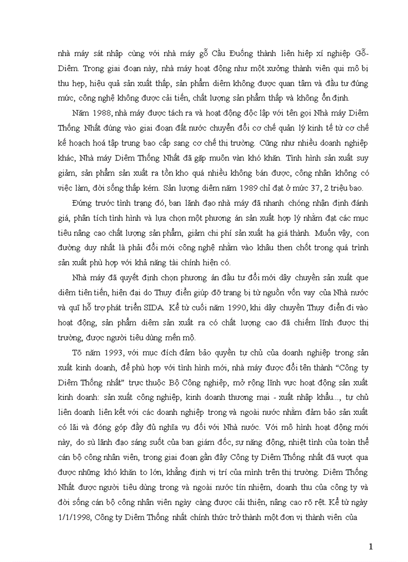 image for page Báo cáo thực tập tại Công ty cổ phần Diêm Thống Nhất