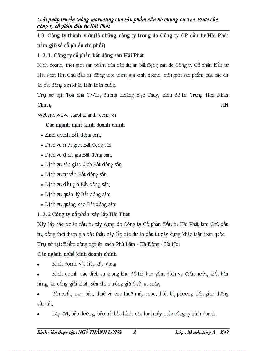 image for page Giải pháp truyền thông marketing cho sản phẩm căn hộ chung cư The Pride của công ty cổ phần đầu tư Hải Phát 1