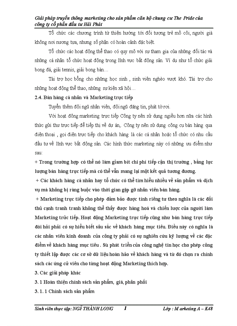 image for page Giải pháp truyền thông marketing cho sản phẩm căn hộ chung cư The Pride của công ty cổ phần đầu tư Hải Phát 1