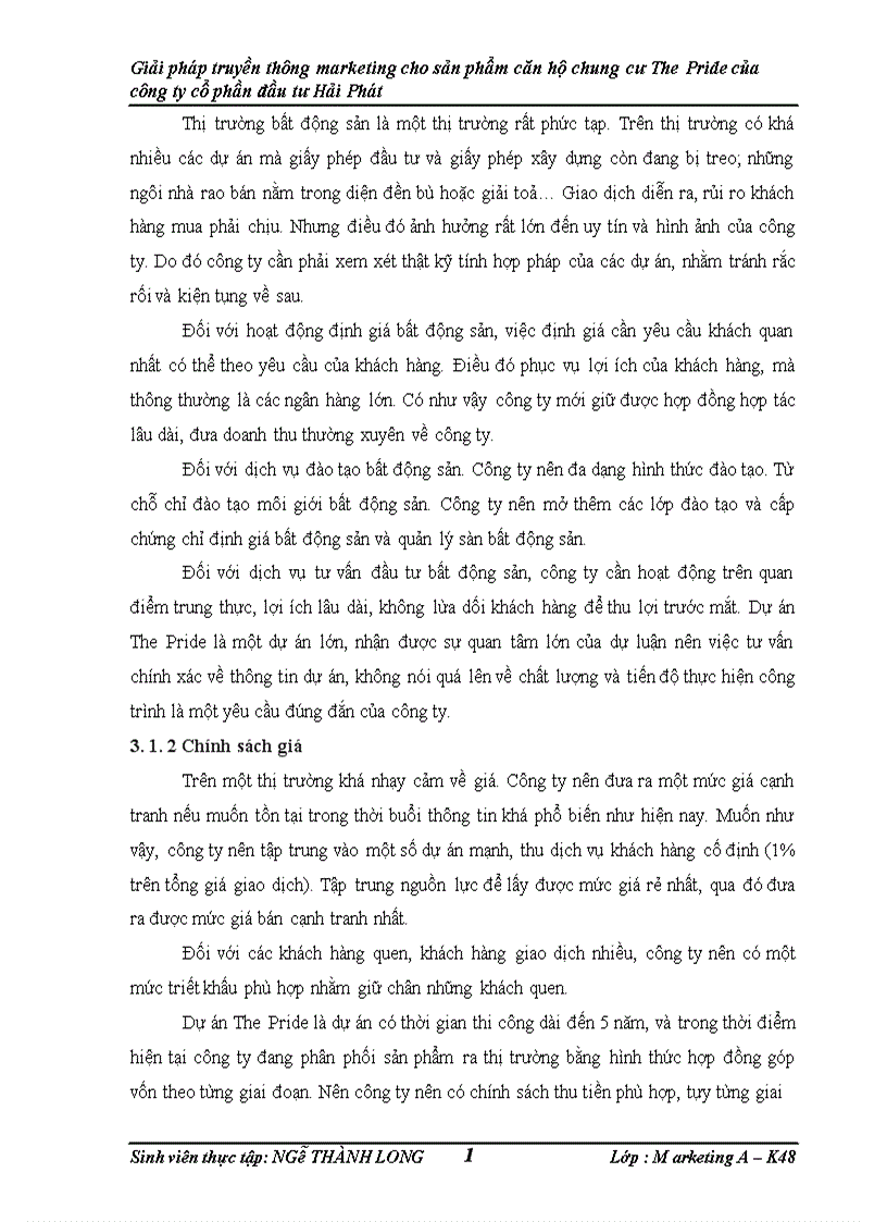 image for page Giải pháp truyền thông marketing cho sản phẩm căn hộ chung cư The Pride của công ty cổ phần đầu tư Hải Phát 1