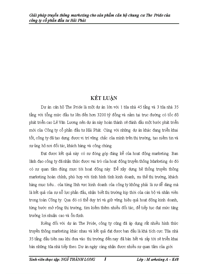 image for page Giải pháp truyền thông marketing cho sản phẩm căn hộ chung cư The Pride của công ty cổ phần đầu tư Hải Phát 1