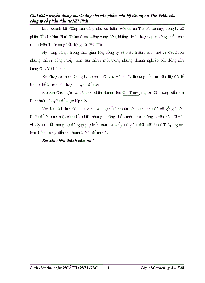 image for page Giải pháp truyền thông marketing cho sản phẩm căn hộ chung cư The Pride của công ty cổ phần đầu tư Hải Phát 1