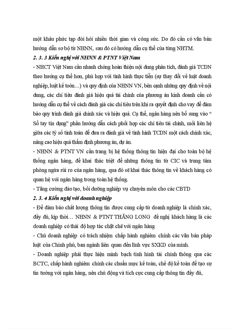image for page Nâng cao hiệu quả phân tích tình hình tài chính doanh nghiệp vay vốn tại chi nhánh NHNN PTNT THĂNG LONG