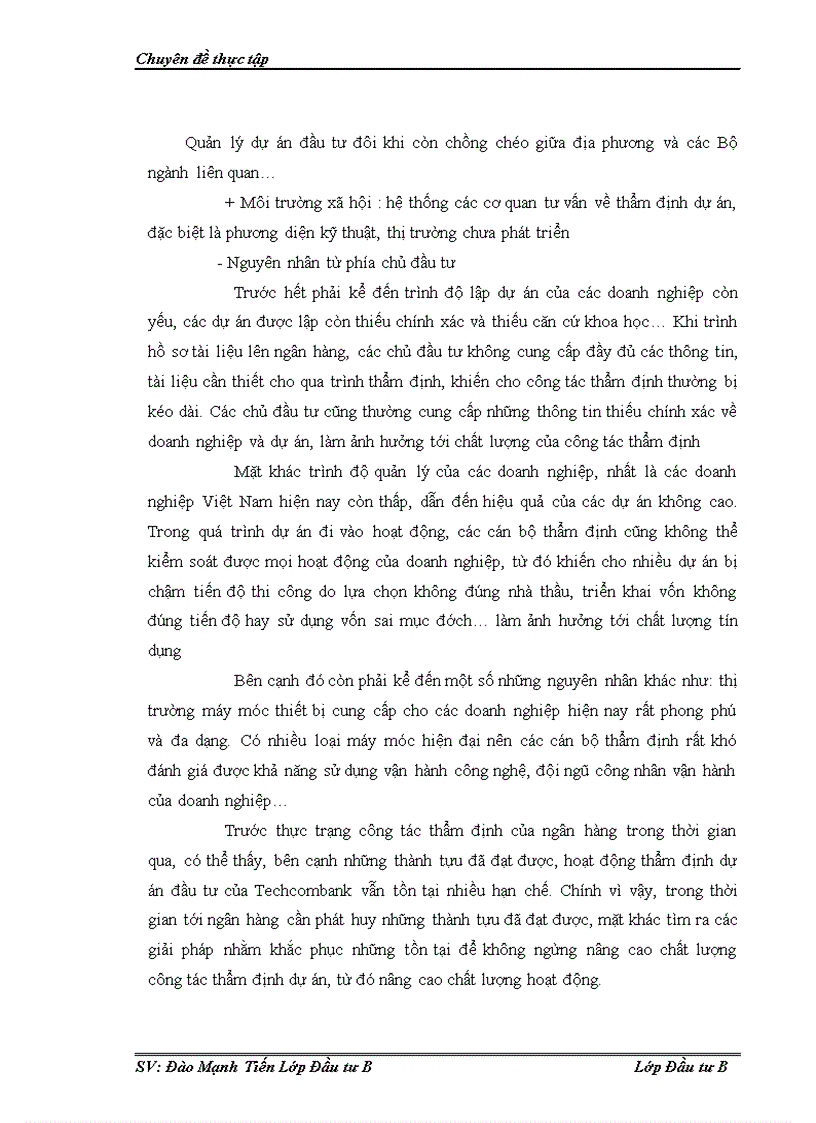 image for page Thẩm định tài chính dự án đầu tư tại ngân hàng thương mại cổ phần kỹ thương Việt Nam Techcombank Thực trạng và giải pháp 1