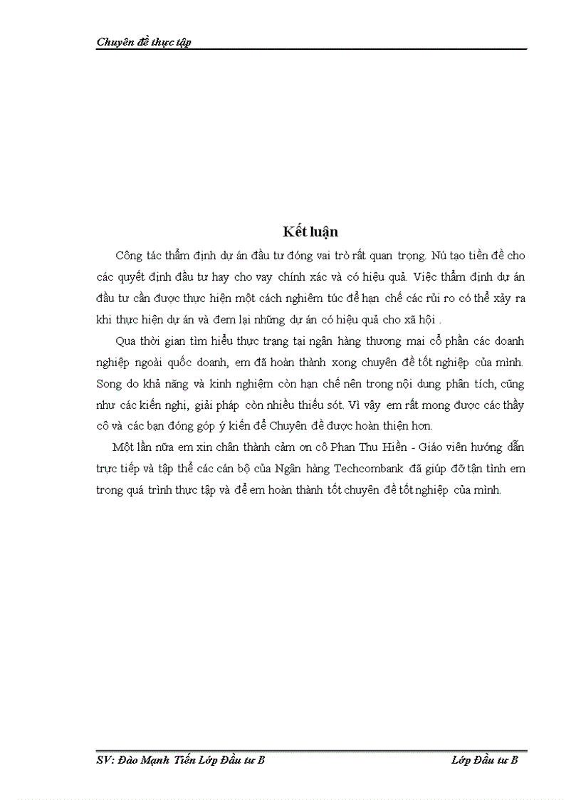 image for page Thẩm định tài chính dự án đầu tư tại ngân hàng thương mại cổ phần kỹ thương Việt Nam Techcombank Thực trạng và giải pháp 1