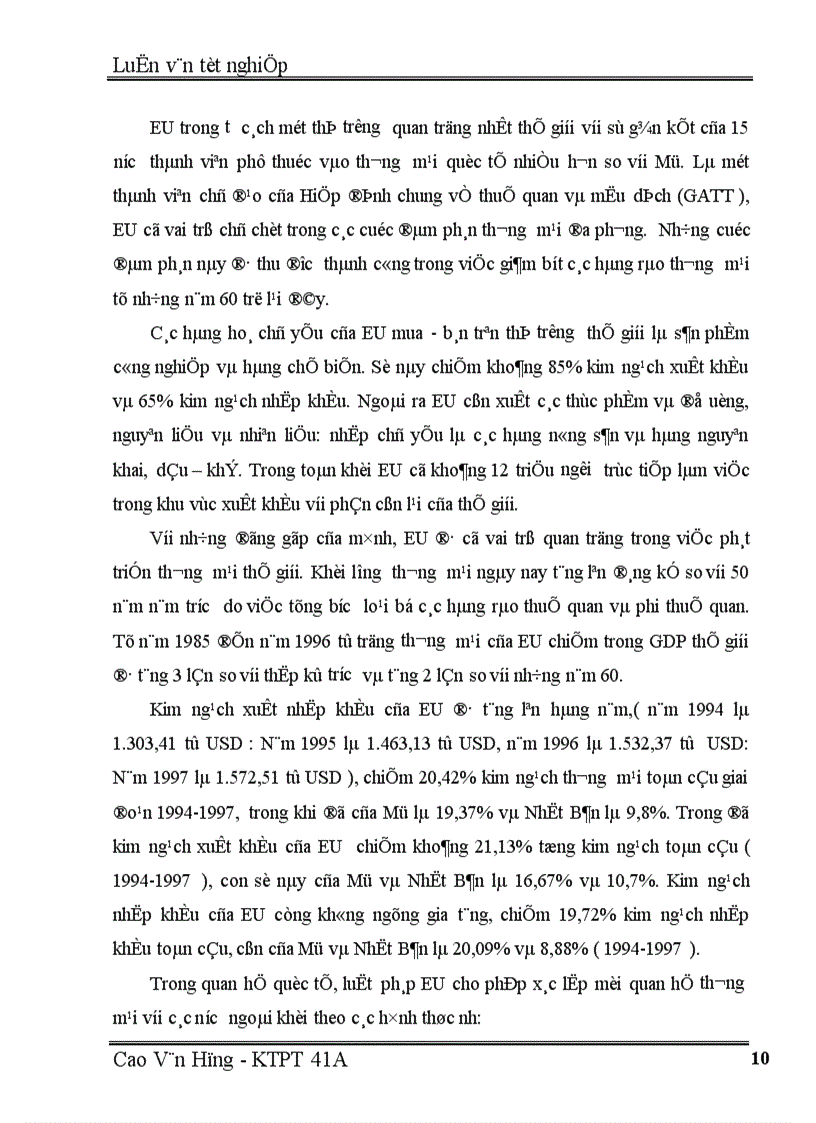 image for page Một số giải pháp thúc đẩy hoạt động xuất khẩu hàng hoá của Việt Nam sang thị trường EU giai đoạn 2001 2010