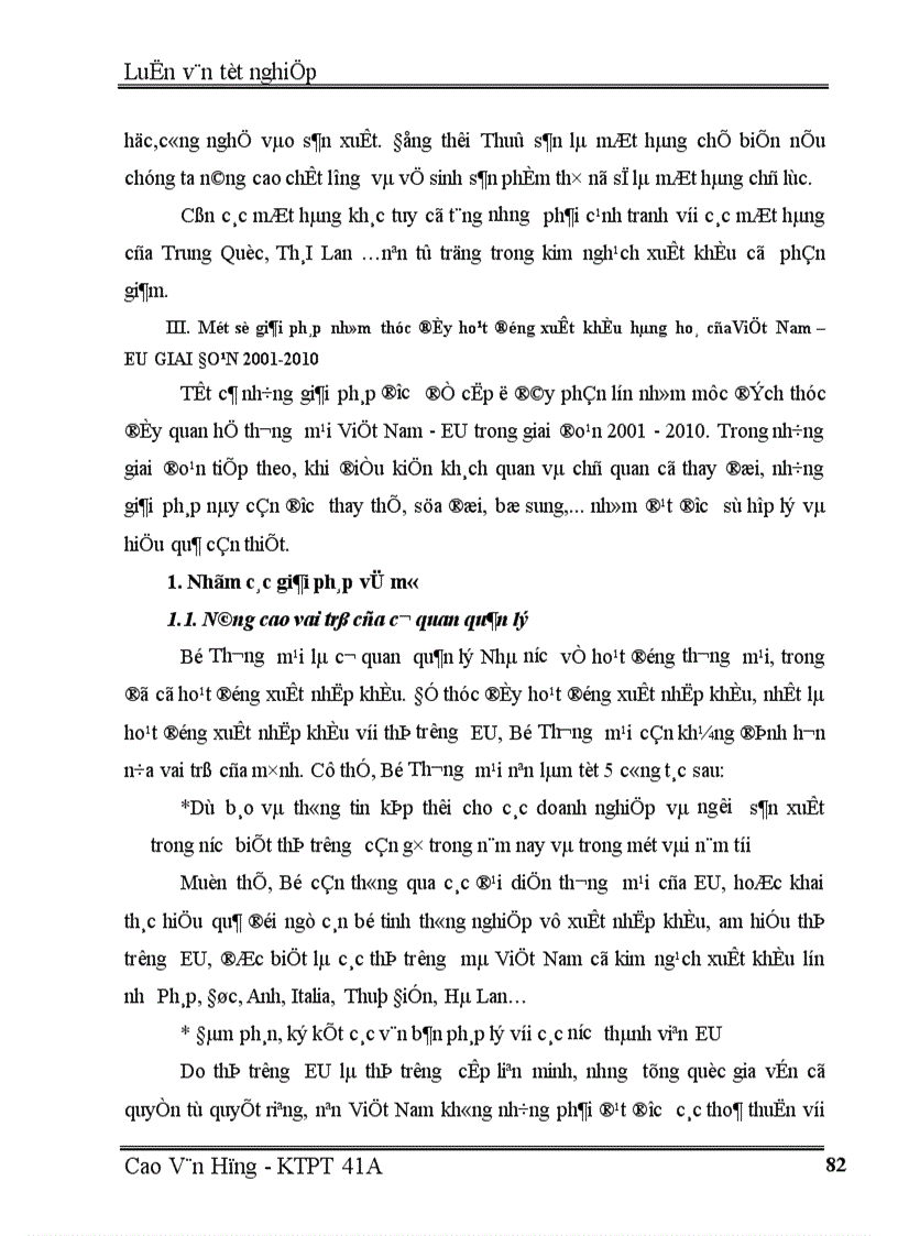 image for page Một số giải pháp thúc đẩy hoạt động xuất khẩu hàng hoá của Việt Nam sang thị trường EU giai đoạn 2001 2010