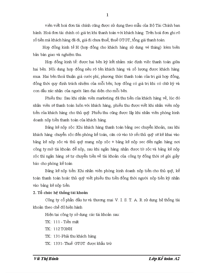image for page Tổ chức công tác kế toán tại công ty cổ phần đầu tư và thương mại V I S T A R 1