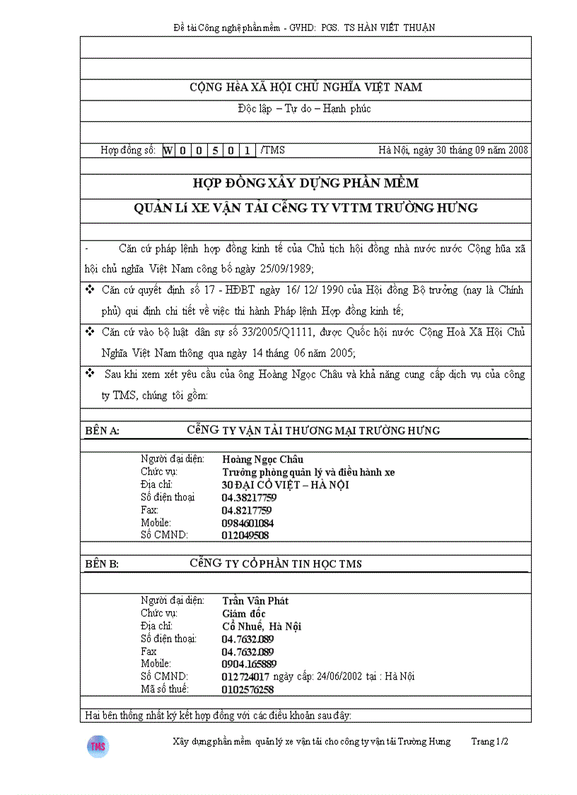 image for page Xây dựng phần mềm quản lý xe vận tải cho công ty vận tải Trường Hưng