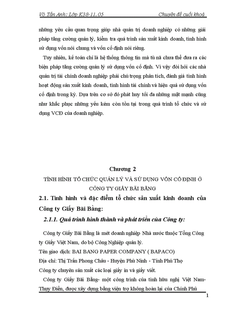image for page Tình hình tổ chức quản lý và sử dụng vốn cố định ở Công ty giấy Bãi Bằng 1