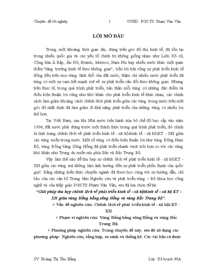 Giải pháp thu hẹp chênh lệch về phát triển kinh tế xã hộikinh tế xã hộ KT XH giữa vùng Đồng bằng sông Hồng và vùng Bắc Trung Bộ