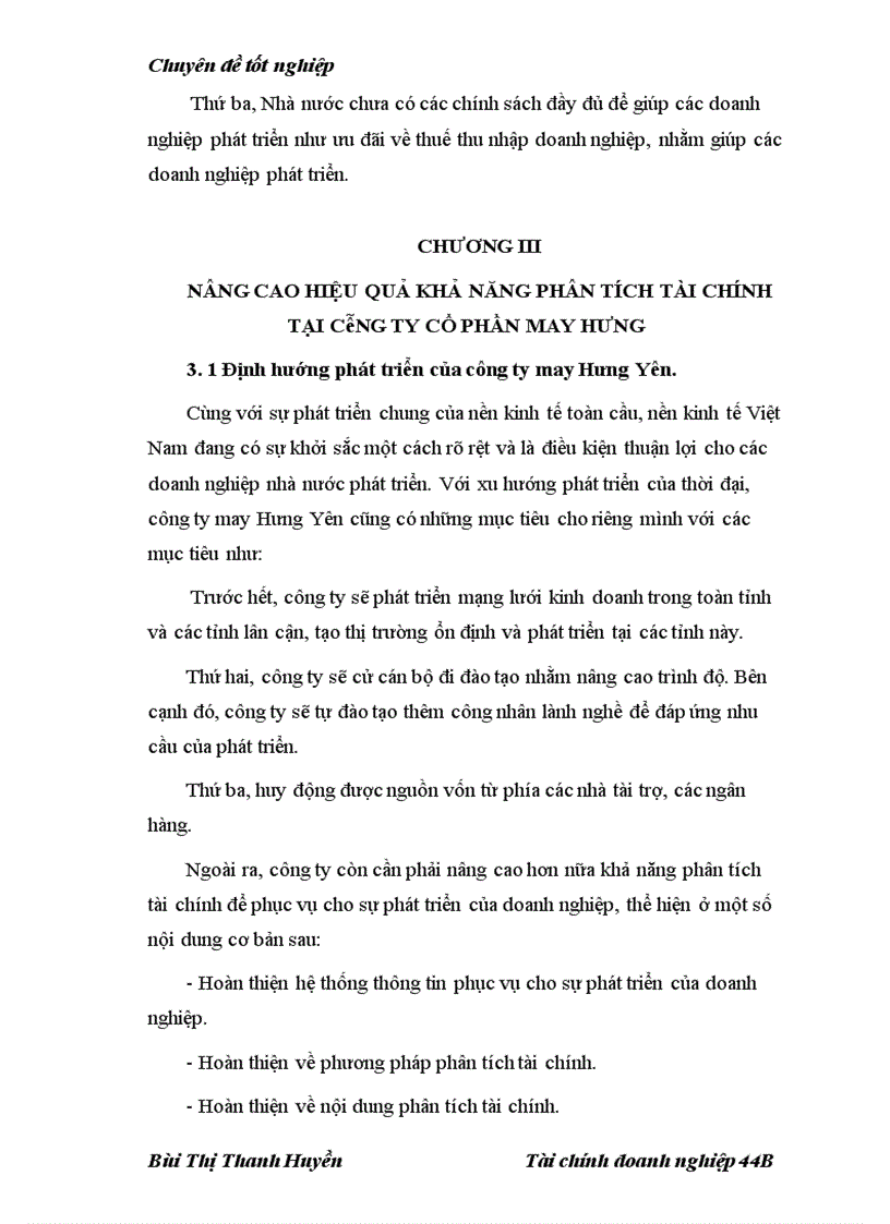 image for page Nâng cao hiệu quả khả năng phân tích tài chính tại công ty cổ phần may Hưng Yên 1