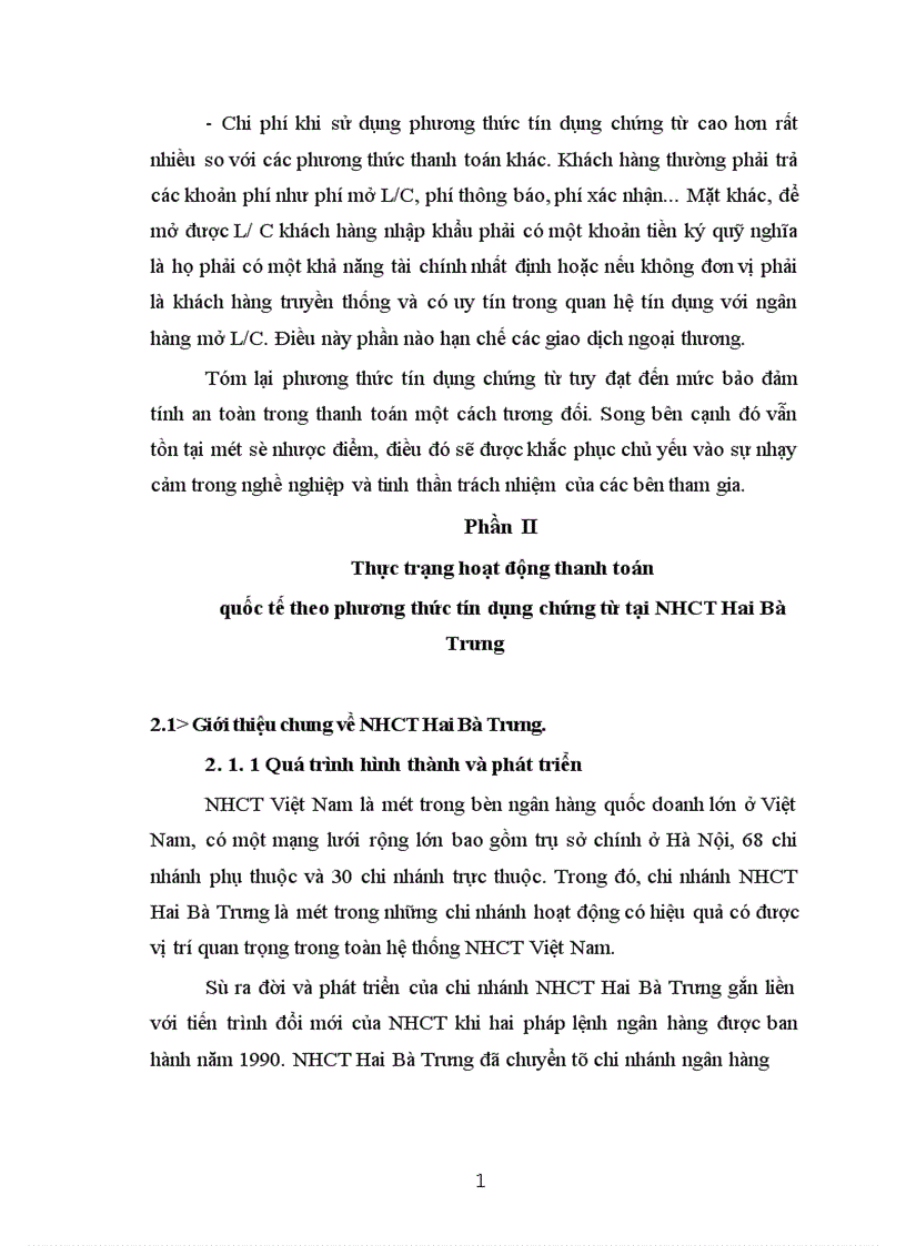 image for page Nâng cao chất lượng hoạt động thanh toán quốc tế theo phương thức tín dụng chứng từ tại chi nhánh NHCT Hai Bà Trưng 1